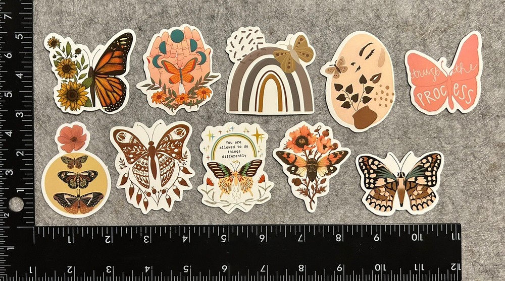 Lot of 10 Assorted Nature Moth Butterfly Butterflies Stickers