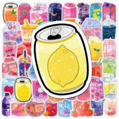 50pcs Drinks Sticker,Boba Juice Strawberry Peach Ice Cream Milk Beverage, 140