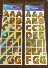 Lot of 2 Gold Holographic Foil Project Letters 2″ & Numbers Stickers 115 Count