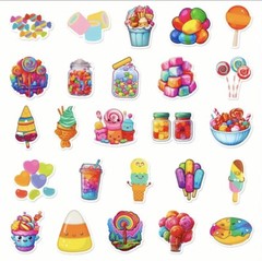 50 Colorful Candy Lollipop Dessert Stickers / Free Shipping