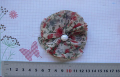 BELLE Organza Pleated RED GREY LATTE Flower Button Centre 65-70 mm Single MH NJC