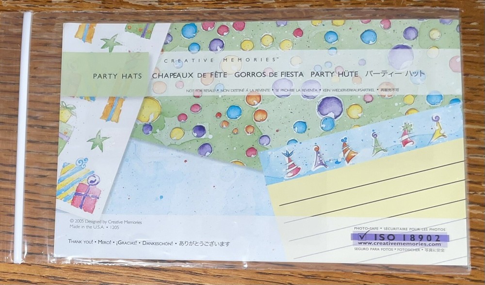 Creative Memories ~ Party Hats ~ Thank you Pack Scrapbook Stickers Crafts Embell