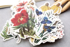 60pc botanical and mushroom Washi stickers | flower die-cut Stickers M02 TZB-L2