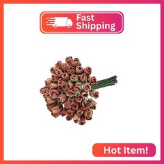 ChangThai Design Tiny ¼ Inch Diameter Brown Rosebud Paper Rose 50 Pieces Bunch o