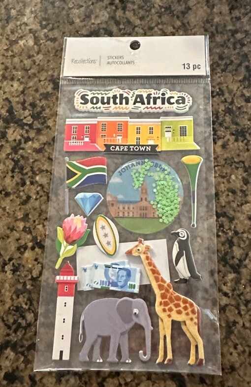 Recollections SOUTH AFRICA Dimensional Stickers 13 Pieces World Travel