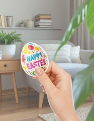 Happy Easter Egg Vinyl Die Cut Stickers Set Scrapbooking Laptop Waterbottle