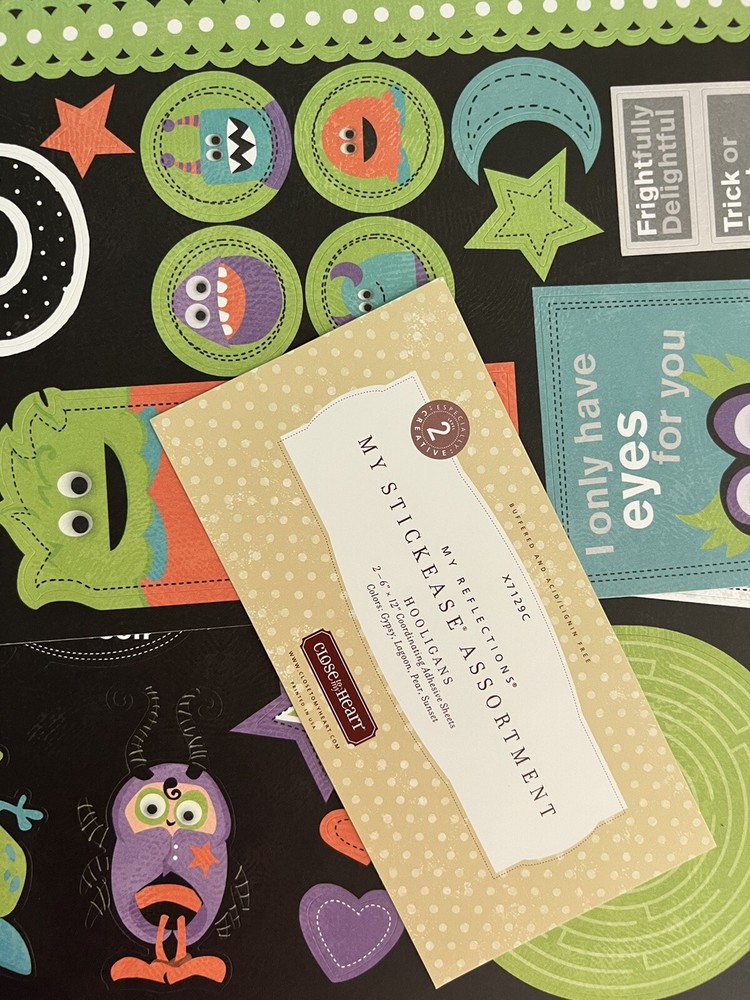 Close To My Heart «HOULIGANS» Halloween 2 Adhesive Sheets Acid Free #X7129C NEW