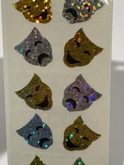 Hambly Studies Stickers Comedy Tragedy Masks Drama Theater Silver Gold 1990s USA