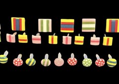 Lot Of 41 Square & Round Patterned Brads Bright Colors Embellishments Scrapbook
