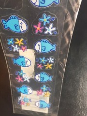 Rare Vintage Clear Cute Blue Fish Sticker Sheet Made In Japan