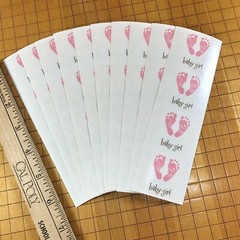 10 Mrs Grossmans Footprints Pink Stickers Shower Baby Girl Arrival Announcement