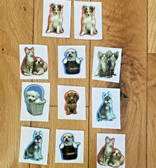 Vintage 80s Sticker Lot: Restored Adorable Puppy Kitten Stickers (READ)