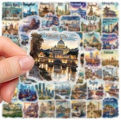10pcs World Travel Country Stickers- Scrapbook, Journal, DIY Crafts- Clear Back