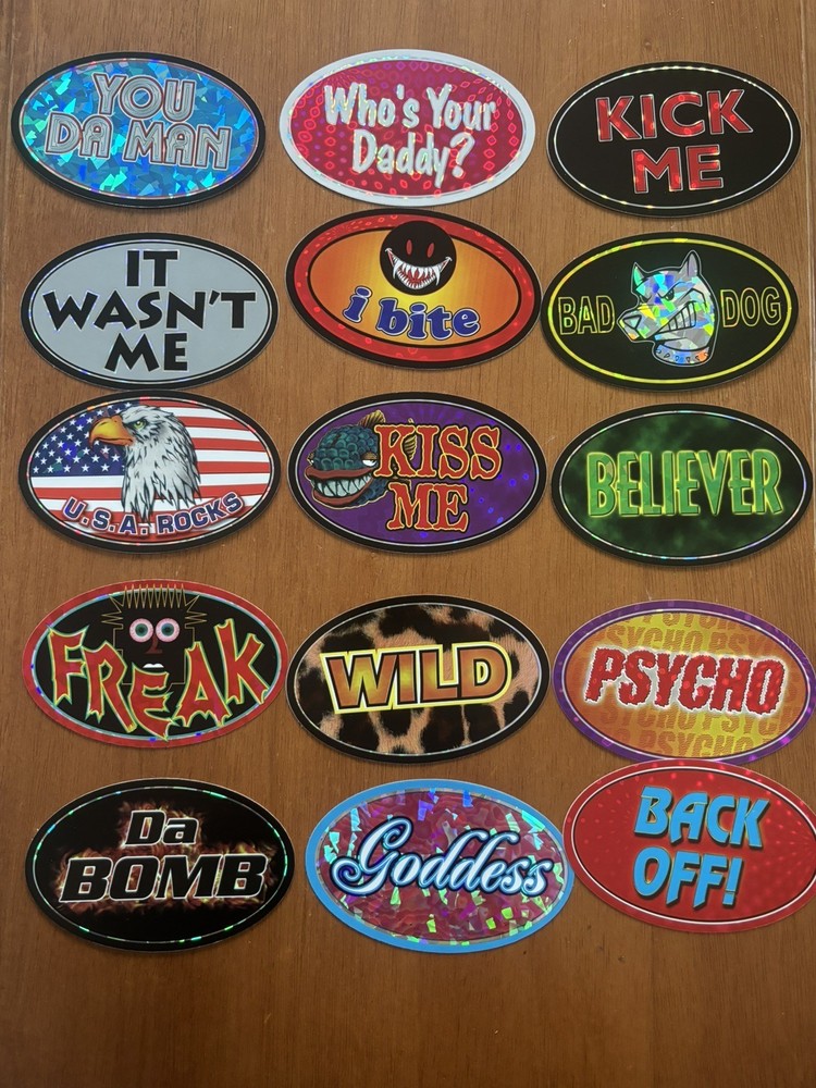 Vintage Lot Of 15 90s Attitude Stickers Wild Bad Dog Freak Bumper Vending Oval