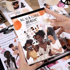 Hand Drawn Stickers Black , Planner Journal, Vision Board, 24 Sheets