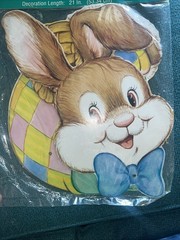 Vintage Kitschy American Greetings Forget Me Not Easter Bunny Die-Cut 21 in NOS