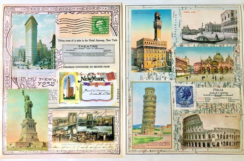 Set of 2 Sheets of Vintage Travel Sticker; Italy & New York by Penny Black – NEW