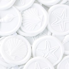 White Wax Seal Stickers – 60 Pcs Embossed Starfish Conch and Seashell -Adhesi…