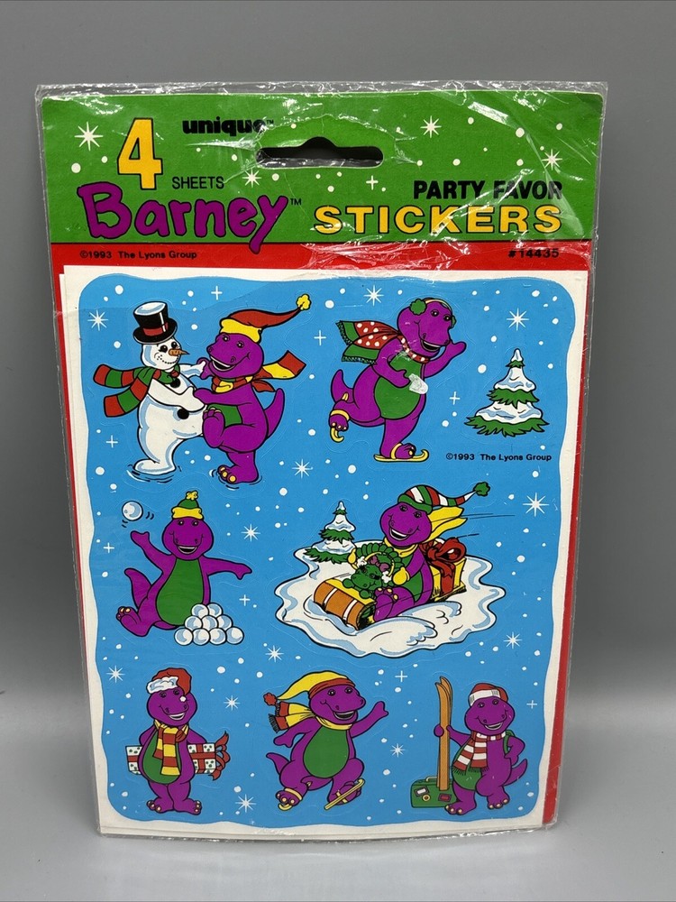 Barney Dinosaur Winter Stickers Party Favor *OPEN* 3 Sheets Only! VTG