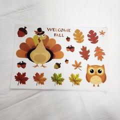 Thanksgiving Stickers Fall Fun Leaves Pumpkin Turkey 12 Sheets