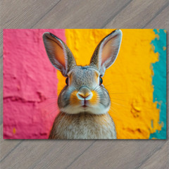 STICKER Bunny Rabbit Easter Color Explosion Whimsical Bright Pop Art Neon Fun
