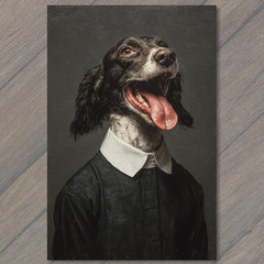 STICKER Regal Dog Portrait Classic Collar Black White Joyful Expression