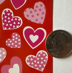 PINK/WHITE HEART ASSORTMENT Stickers(24pc) AGC•Valentines•Love•Card Making•