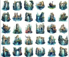 10pcs Underwater Lost Cite Stickers- Scrapbook, Journal, DIY Crafts & Cards