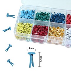 500 PCS 10 Colors 5mm Mini Brads Metal Paper Fasteners Split Pins Box