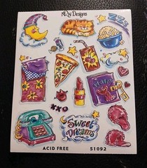 VERY RARE & HTF Vintage Sticker Sheet NRN Designs -SWEET DREAMS /SLUMBER PARTY