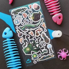 Stickii – Deep Sea Creatures Sticker Sheet – Underwater Ocean Monster Stickers