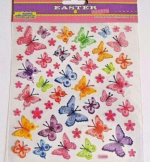 EASTER CRAFTS Easter Butterflies & Flowers Stickers – 53 pcs
