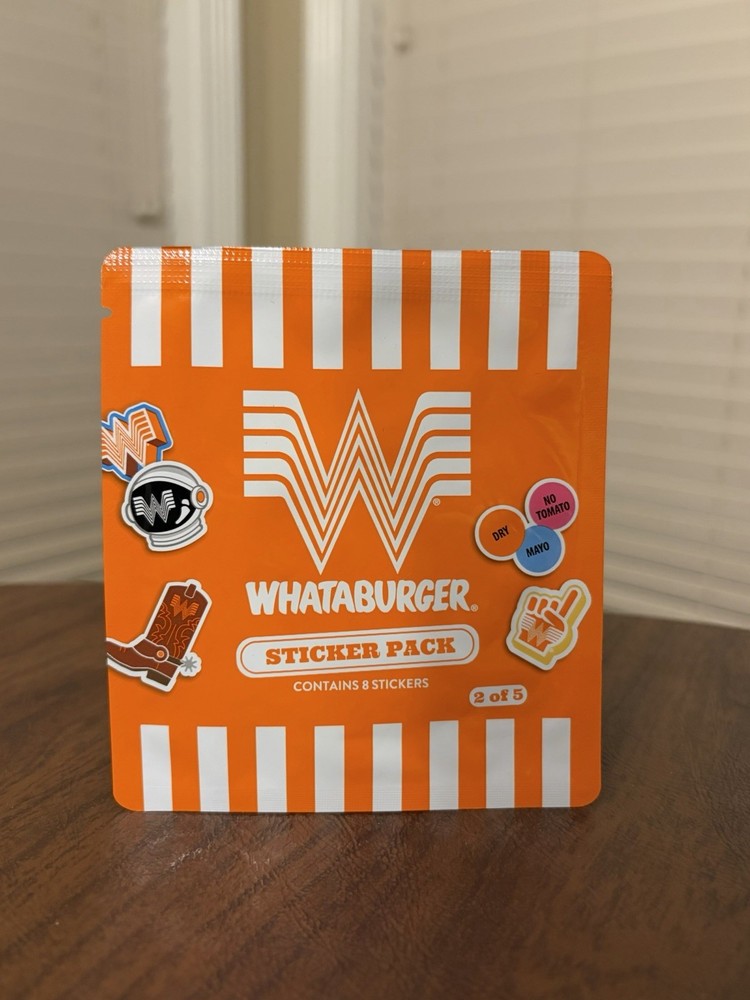 Whataburger Sticker Pack 2 of 5 Collectible 2026 Kids Meal Toy 8 Stickers Sealed