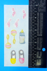 Baby Girl Rattles Footprints Creative Memories Sticker Sheet