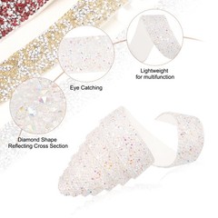 1 Inch x 1 Yard Crystal Rhinestone Sticker Ribbon White