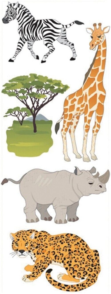 Jolee’s Stickers Safari Animals Zebra Rhino Giraffe Cheetah 81274 FAST FREE SHIP