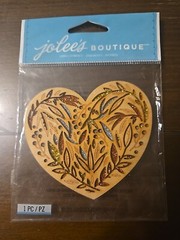 Jolee’s Boutique PATTERNED WOOD HEART Scrapbooking Embellishment