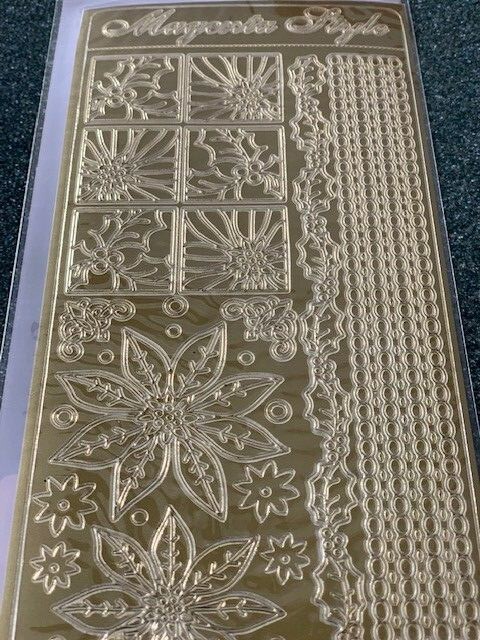 MAGENTA STYLE Christmas GOLD POINSETTIA & BORDERS Peel Off Sticker HOLIDAYS GOLD