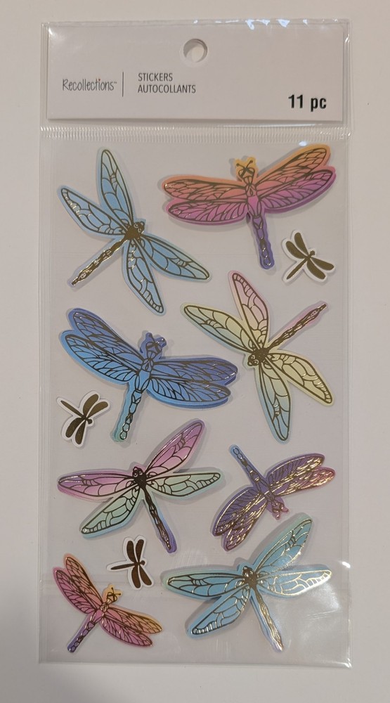 Gold & Pastel Dragonflies Scrapbooking Stickers By Recollections