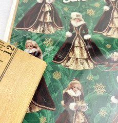 Retro Vintage Hallmark CHRISTMAS BARBIE RED GOLD DRESS 24 Stickers 4 Sheets 1996