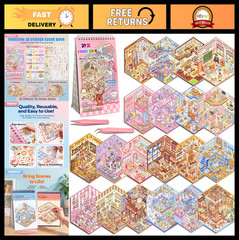 DIY 3D Sticker Scene Set – 20 Sets for Stress Relief, Miniature Animal Decor, Fu