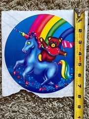 Lisa Frank Vintage 80s Jumbo Size Sticker Teddy Bear Rainbow Unicorn 🌈 Unused