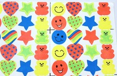 Vintage AMAV Smiley Face, Hearts, Stars, & Bears Sticker Sheets, Read Desc
