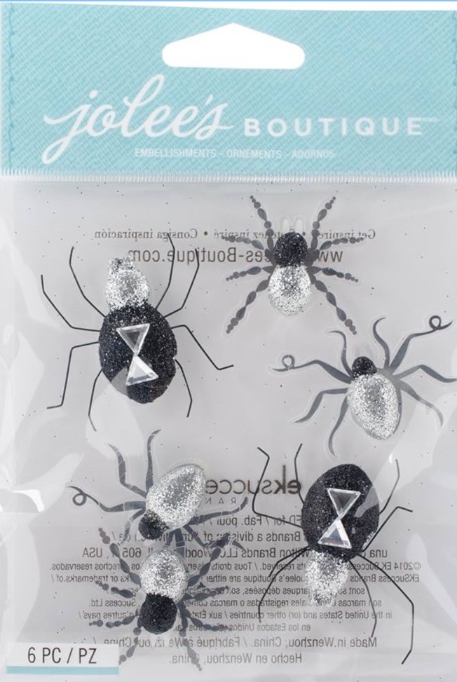 Jolee’s Boutique Black & White Silver Metallic Spiders Halloween