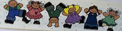 TUMBLING CHILDREN BORDER Stickers(1pc)Provo•Boys•Girls•Kids •Toddlers •Smiling•