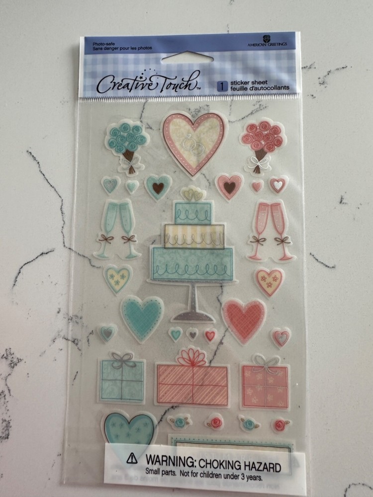 American Greetings Creative Touch Wedding Cake Presents Flowers Hearts Scrapbook