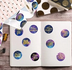 100 Happy New Year ASSORTED 1″ STICKERS LABELS SEALS Holiday Party Favor