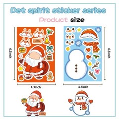8/16/24PCS Toy Puzzle Stickers Cartoon Christmas Make a Face Stickers DIY Handic