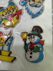 Vintage Puffy Stickers Russ Christmas Stick Ons Taiwan 1980s Santa Reindeer NOS