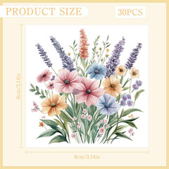 Spring Rub on Transfers for Crafts, 30 Pcs Watercolor Garden Floral Iod Transfer
